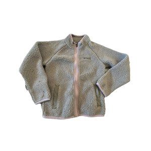 Columbia Girl's Gray Sherpa Full Zip Fleece Jacket Small 8